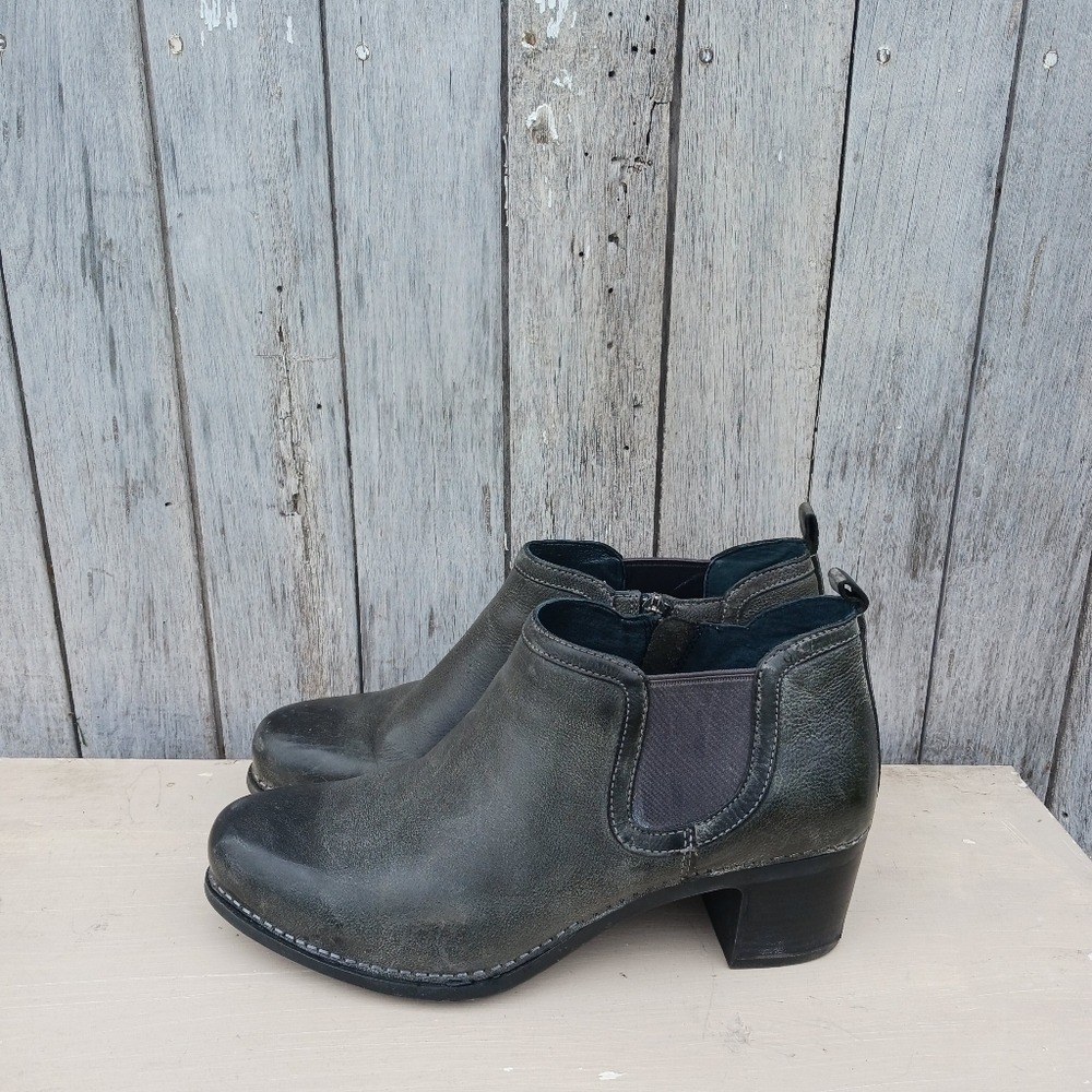 Dansko Harlene Waxy Burnished Gray CHARCOAL Booties Ankle‎ Boots Sz 42 (11.5/12)